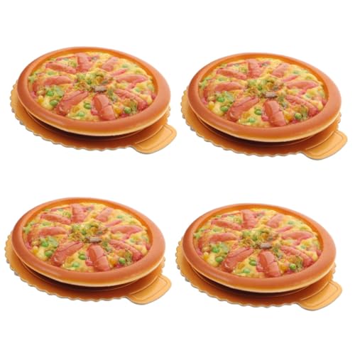 HEMOTON 4 Stück Simulation Pizza-Modell realistisches Pizzamodell gefälschte Pizza-Requisite gefälschtes Essen Spielzeuge Simulation Pizzamodell Lebensmittel-Spielzeug-Requisite Fenster von HEMOTON