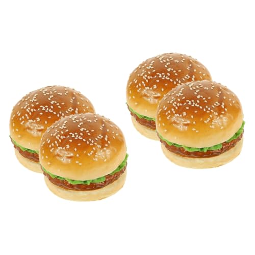 HEMOTON 4 Stück Simuliertes Hamburger-Modell Spielzeug für Kinder kinderspielzeug Esszimmertischdekoration lebensechter Burger tortendeko Einschulung gefälschtes Essen PU-Burger-Requisiten von HEMOTON