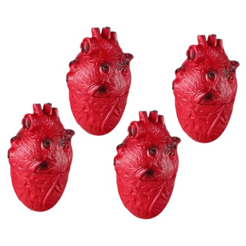 HEMOTON 4 Stück Teiliges Halloween Deko Blutige Realistische Herzmodelle Ultrarealistische Körperteil Requisiten für Gruselige Zombie und Horrormottopartys Langlebig und Detailgetreu von HEMOTON
