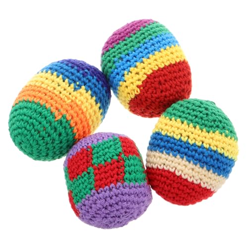 HEMOTON 4 Stück Teiliges Handgeknüpfte Sandball Spielzeuge für Bunte Leichte Jonglierbälle für Vorschulaktivitäten Robust und Kreativitätsfördernd für Outdoor Spiele von HEMOTON
