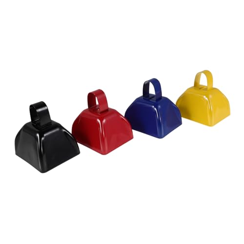 HEMOTON 4 Stück Teiliges Kleine Bunte Cowbells mit Ergonomischem Griff Lautes Handperkussionsinstrument für Sportveranstaltungen Partys und Feiern Langlebig und Handlich von HEMOTON