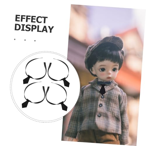 HEMOTON 4 Stück Teiliges Mini Krawatten Schwarz für Puppen Weiche Baumwoll Accessoires Vielseitig für Puppen und Puppenhaus Dekoration Austauschbar für DIY Styling und Kreative Kostüme von HEMOTON