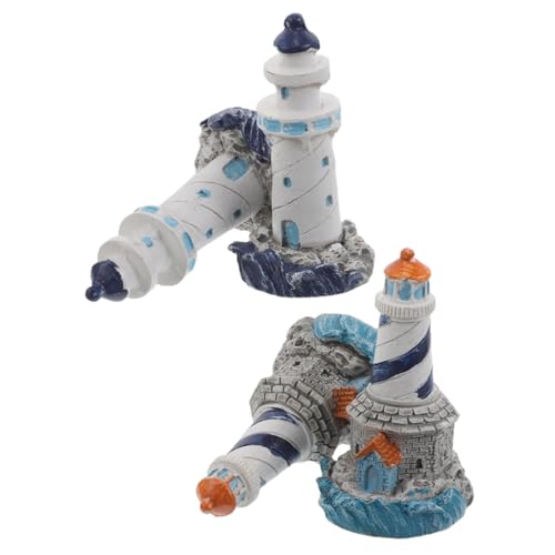 HEMOTON 4 Stück Teiliges Mini Leuchtturm Figuren aus Hochwertigem Harz Mediterraner Stil Rustikale Küsten-Dekoration Handgefertigte Gartenornamente für Mikrolandschaften und Puppenhäuser von HEMOTON