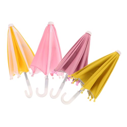 HEMOTON 4 Stück Teiliges Puppen-Regenschirm- Realistische Miniatur-sonnenschirme Gelb Vielseitig für Mädchenpuppen als Dekoration und Fotorequisiten für Sommer-Rollenspiele von HEMOTON
