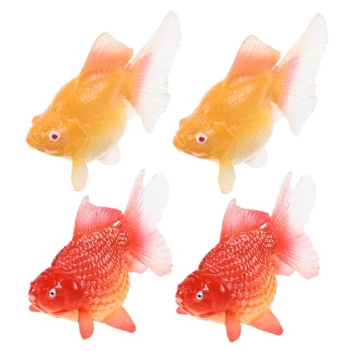 HEMOTON 4 Stück Teiliges Realistische Goldfisch Deko Schwimmende Koi Figuren aus Ungiftigem Kunststoff Lebensechte Aquarium Fisch Modelle Wartungsfreie Lernspielzeug Aquariumdeko von HEMOTON