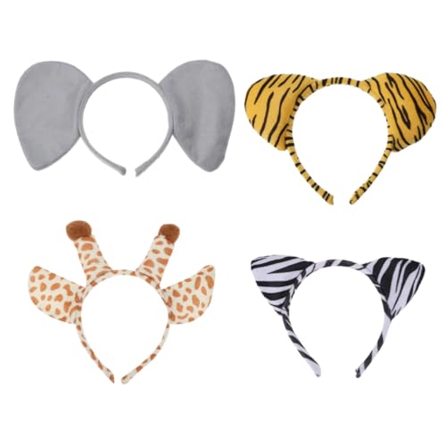 HEMOTON 4 Stück Teiliges Tierohren Haarreif für Erwachsene Dehnbar und Leicht mit Tiger Elefanten Zebra Giraffenohren für Cosplay Kostüm Partyzubehör HEMOTON 4 Stück Teiliges Tierohren Haarreif für Erwachsene Dehnbar und Leicht mit Tiger Elefanten Zebra Giraffenohren für Cosplay Kostüm Partyzubehör von HEMOTON