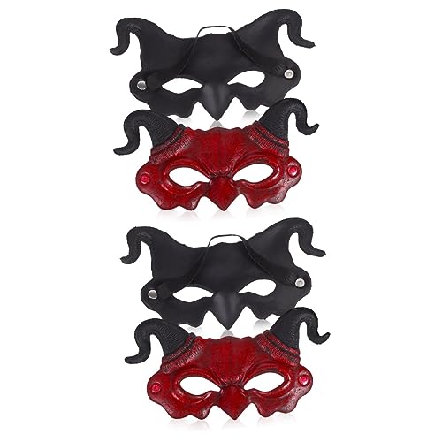 HEMOTON 4 Stück Teufelsmaske Kleidung Für Männer Biest Kostüm Cosplay-halbe Gesichtsmaske Widdermaske Partymaske Teufelshorn-gesichtsmaske Halloween-masken Für Erwachsene Pu Trompete 3d von HEMOTON