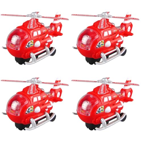 HEMOTON 4 Stück Universal-Hubschrauber Fahrzeug Spielset Flugzeugspielzeug Junge Spielzeug Hubschrauberspielzeug Für Jungen Jungs-Spielzeug Plastik Kind Elektrisch Rot Spielzeugauto von HEMOTON
