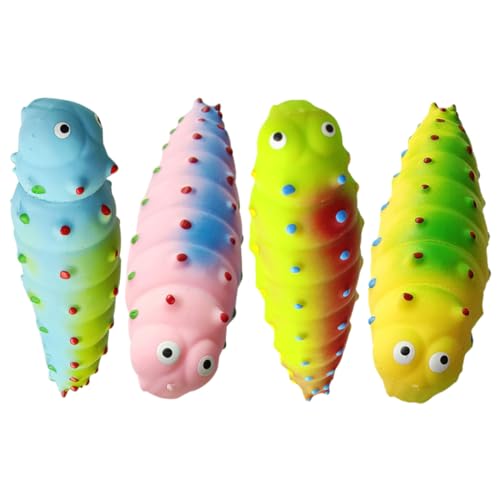 HEMOTON 4 Stück Wear Resistant Squeeze Buntes Tragbares Dehnbares Anti Stress Sensorisches Kuschelraupen Fidget Toy für Erwachsene Stressreduktion Zufällige Farbe Zufällige Farbe von HEMOTON