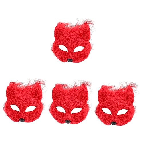 HEMOTON 4 Stück Dekorative Masken Cosplay-masken Spitzenbesatz Karnevalsmasken Kabuki-maske Party-maske Maskerade Abendmaske Kostüm Maske Rot Fuchs Augenbinde Kunststoff Männer Und Frauen von HEMOTON