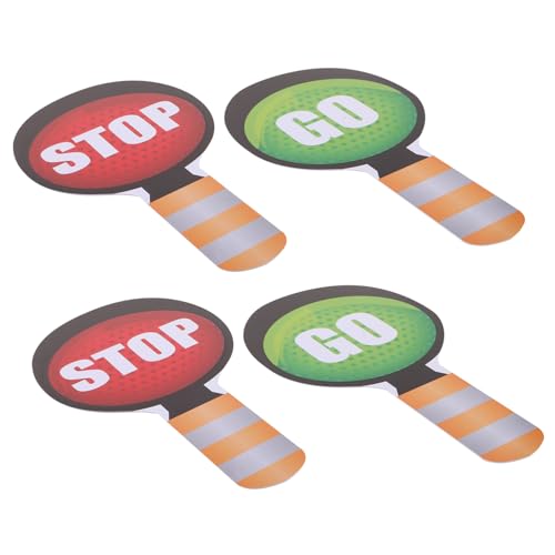 HEMOTON 4 Teiliges Verkehrs Lernspielzeug Kleinkindspielzeug Handschilder Stoppschild Für Verkehrs Lernspielzeug Simulations Verkehrsspielzeug Kinderspielschild Für Die Straße von HEMOTON