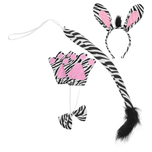 HEMOTON 4-Teiliges Zebra-Kostümset Zebra-Ohren Stirnband Handschuh Und Fliege Wildtier-Kostümzubehör Für Halloween Weihnachten Geburtstagsparty Cosplay Maskeraden HEMOTON 4-Teiliges Zebra-Kostümset Zebra-Ohren Stirnband Handschuh Und Fliege Wildtier-Kostümzubehör Für Halloween Weihnachten Geburtstagsparty Cosplay Maskeraden von HEMOTON