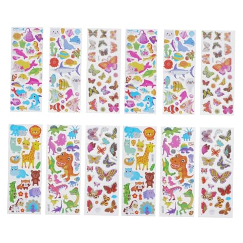 HEMOTON 40 Blätter Zarte Cartoon-Aufkleber 3D-Aufkleber Für Jungen Und Mädchen Handgefertigt Sichere PVC-Materialien Aufkleberblätter Für Kinder von HEMOTON