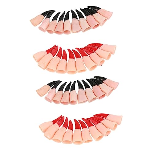 HEMOTON 40 Stück Teiliges Halloween Deko Gefälschte Hexenfinger Rot und Schwarz Gruselige Nagelverzierung Wiederverwendbar für Party Horror Dekoration und Kostüm Accessoire von HEMOTON