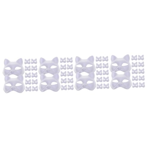 HEMOTON 48 Stck. Teiliges Diy Katzenmaske aus Umweltfreundlichem Papiermasse Unbemalt zum Bemalen für Halloween Karneval Basteln und Kostümpartys Geeignet für Erwachsene von HEMOTON