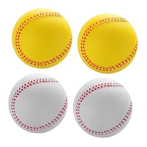 HEMOTON 4Stücke Elastische Soft Baseballs Stressball für Teenager für Sportpartys PU Weiße Gelbe Bälle Robuste und Langlebige Spielzeuge von HEMOTON