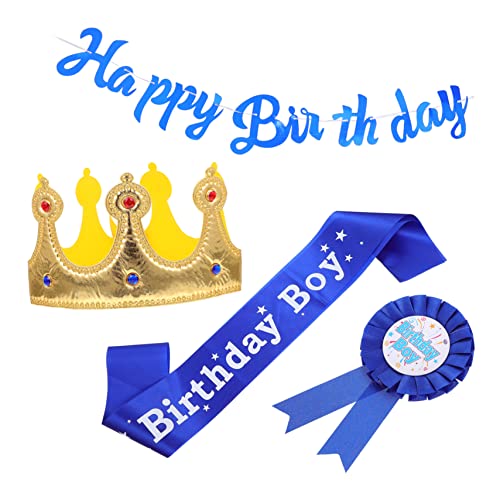 HEMOTON 4Stücke Jungen Geburtstagsfeier Set Teiliges Schärpe Banner und Corsage Kostüm Requisiten für Kindergeburtstag Cosplay und Rollenspiele HEMOTON 4Stücke Jungen Geburtstagsfeier Set Teiliges Schärpe Banner und Corsage Kostüm Requisiten für Kindergeburtstag Cosplay und Rollenspiele von HEMOTON