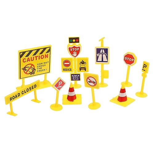 HEMOTON 5 Mikro-landschafts-Verkehrsschild Dekoration Mini Beschilderung Klein Straßenschild Zeichen Szene Mikrolandschaftsornament Yellow Plastik von HEMOTON