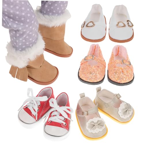 HEMOTON 5 Paare Puppenschuhe Spielzeugschuhe Miniatur-sammelschuhe Puppe Zarte Schuhe Puppenstiefel Schuhspielzeug Puppen-Canvas-Schuhe Mini-Schuhe Leinwandschuh Puppenteile Stoff von HEMOTON