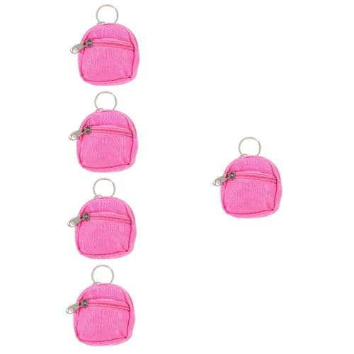 HEMOTON 5 STK Puppenhaus-Schultasche Münze Mini-Rucksack-Schlüsselanhänger Büchertasche Mini- -Schultasche Miniatur-Schultasche aus Stoff Baby Bleistift Zubehör kleine Schultasche Rosa von HEMOTON