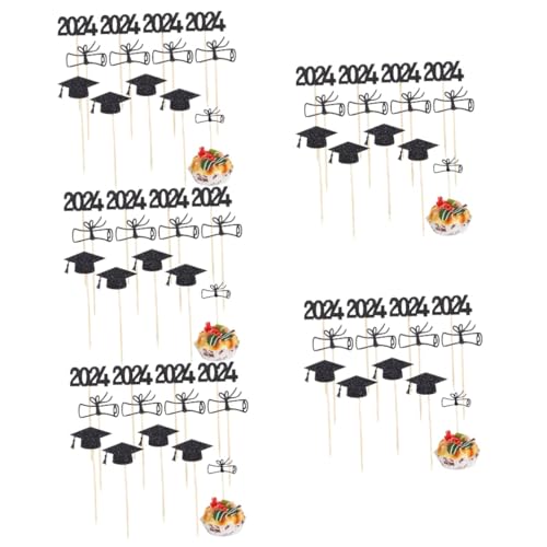 HEMOTON 5 Sätze Graduierungskappe-Kuchendekoration Kuchenbrett Kuchendekorationsbedarf Dekorationen Cupcake-Boxen kinderdecken abschlussfeier Abschlusstortenaufsätze Kuchenverzierung Holz von HEMOTON