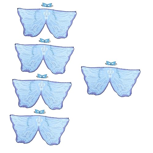 HEMOTON 5 Sätze Schmetterlingsflügel Umhang mit Maske Kinderkostüm Flügel Cape für Karneval Cosplay Halloween Performance Zubehör für Mädchen Bühnenauftritt von HEMOTON