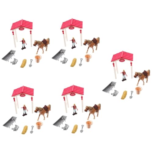 HEMOTON 5 Sätze Simulation Pferdestallmodell Pferdegeschenke für Mädchen Pferd Spielzeug sankastenspielsachen Party Geschenke Spielzeuge scheibengardinen tierisches Spielzeug Mini von HEMOTON