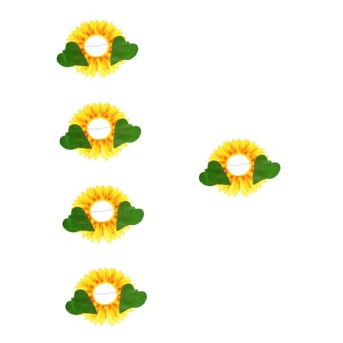HEMOTON 5 Sätze Sonnenblumen Kopfbedeckung mit Handschuhen Lustige Sonnenblumen Mütze für Erwachsene für Partys Kostüme und Fotografie Requisiten von HEMOTON