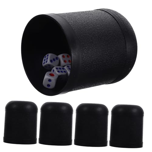 HEMOTON 5 Sätze Würfelbecher Wegbringen Tasse Würfel Kaffeetassen Getränk Sterben Shaker Würfelstapelbecher Behälter Fünf Würfelschüttler Automatisch Klare Würfel Party Black Plastik von HEMOTON