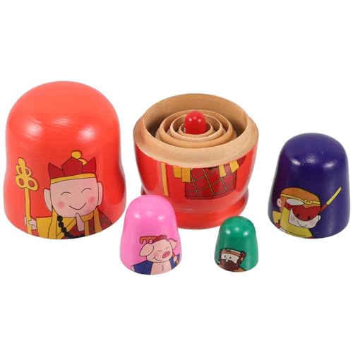 HEMOTON 5 Stück 5 Matroschka holzspielzeug Traditionelles Pädagogisches Holz Puppen Nistpuppen für Hunde Nussknacker-Puppen Urlaub Nistpuppen hölzern von HEMOTON