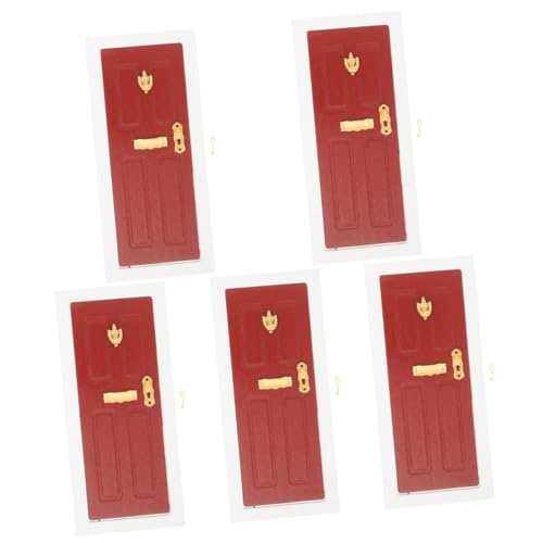 HEMOTON 5 Stück Detailreiche Realistische Mini Haustür mit Schloss und Schlüssel Robustes Holzmaterial Vielseitiges DIY Zubehör für Puppenhaus Dekoration von HEMOTON