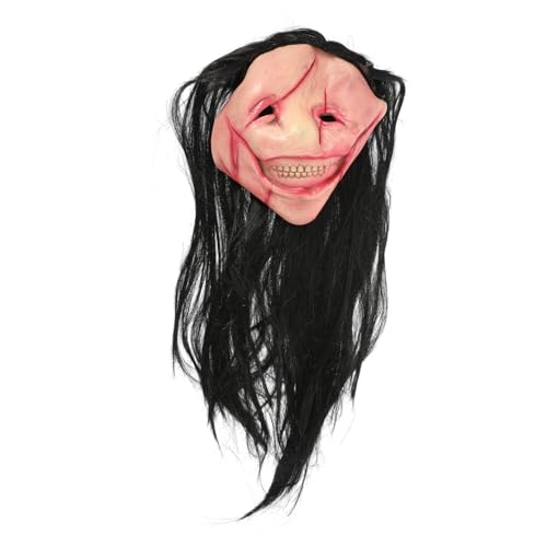 HEMOTON 5st Horror Langes Haar Böses Gesicht Latex Dämonenmaske Gruseliges Halloween Schrecklich Maskerade-party-maske Maskenball Horror-maskerade Kostüm Grimasse Kunstfell Gesichtsmaske von HEMOTON