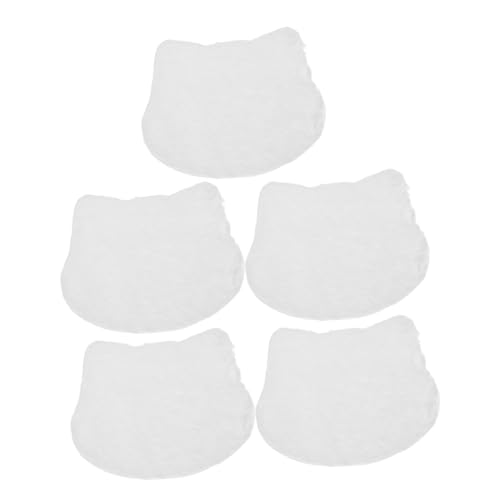HEMOTON 5 Stück Miniatur Katzenform Teppich Weiß Flauschige Kuscheldecke Mini Teppich für Puppenhaus Schlafzimmer Deko Katzenmotiv Kleine Kuschelige Matte von HEMOTON