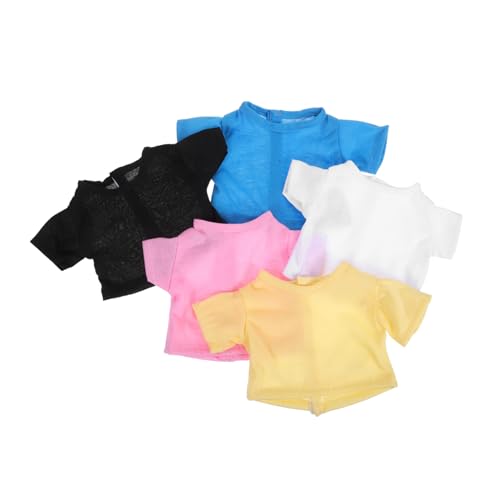 HEMOTON 5 Stück Shirts für Stofftiere Kurzärmlig Einfarbig Weiche Puppenkleidung aus Hochwertigem Stoff Bequem und Farbbeständig Passend für Kuscheltier und Puppen von HEMOTON