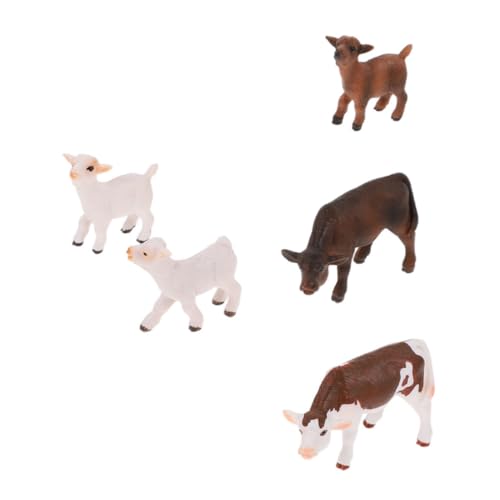 HEMOTON 5 Stück Simulierte Tiere Mini Kinderspielzeug Das Tier Heimschmuck Tierfiguren Ochsenfiguren Hirschfiguren Tierjunges Spielzeugtiere Jungtierornamente von HEMOTON