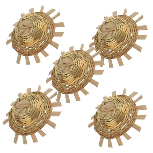 HEMOTON 5 Stück Stroh Hüte für Puppen und Bastelprojekte Leichte und Handgefertigte Deko für Puppenhäuser Durchmesser für Schmuck und DIY Dekorationen Sanftem Gelb von HEMOTON