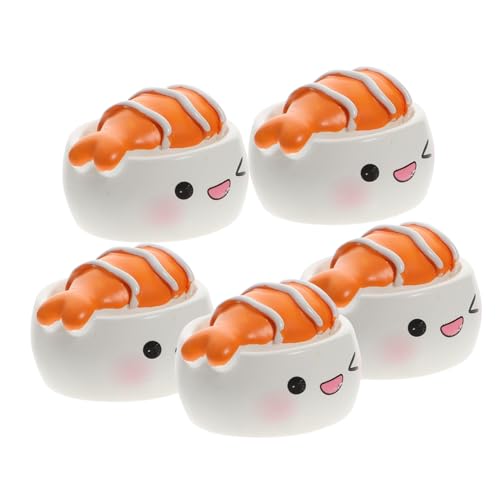 HEMOTON 5 Stück Teiliges Cartoon Sushi Ornament aus Langlebigem Harz Niedliche Miniatur Sushi Deko für Auto Garten und Micro Landschaft Kreatives Lebensmittel Bastelobjekt von HEMOTON