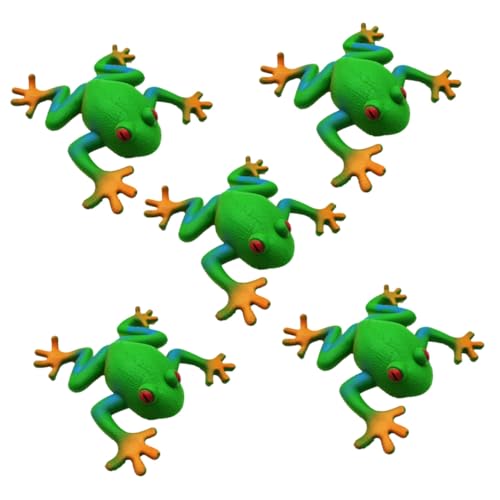 HEMOTON 5 Stück Teiliges Frosch-quetschspielzeug aus Weichem TPR Stressreduzierendes Tragbares und Lustiges Animal Fidget Toy für Erwachsene Kompaktes Dehnbares Zappelspielzeug von HEMOTON