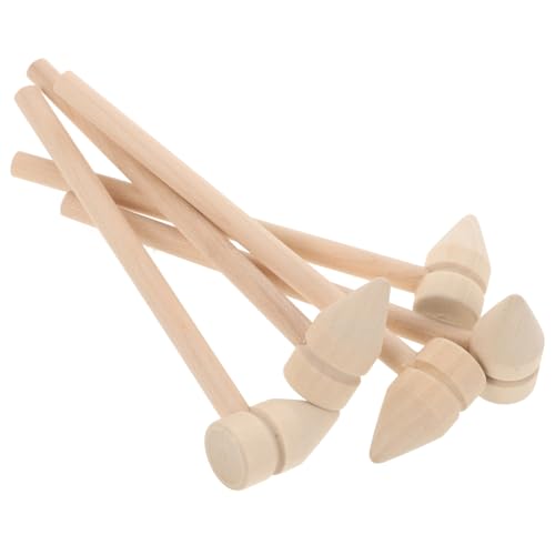 HEMOTON 5 Stück Teiliges Mini Holzhammer Leichtes Pädagogisches Hammerspielzeug aus Stabilem Holz Glatte Oberfläche ohne Grate Fördert Hand Auge Koordination Sicher für Hammerschlag von HEMOTON