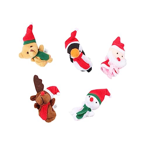 HEMOTON 5 Stück Weihnachts-Cartoon-Finger Puppen Weihnachtliche Fingerpuppen Weihnachtliches Fingerspielzeug Fingerpuppen Cartoon-fingerspielzeug Cartoon-fingerpuppe Plüsch von HEMOTON