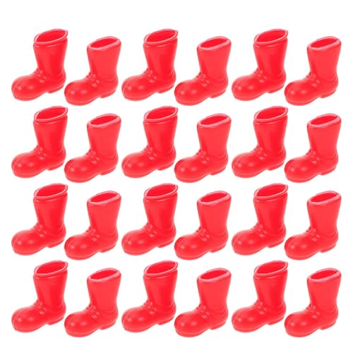 HEMOTON 50 Paar Mini-weihnachtsmann-Schuhe Und Stiefel für Weihnachten, Miniatur-Gummistiefeletten, Weihnachtsmann-Puppen-Ornamente für Festivals im Innenbereich, DIY-bastelarbeiten von HEMOTON