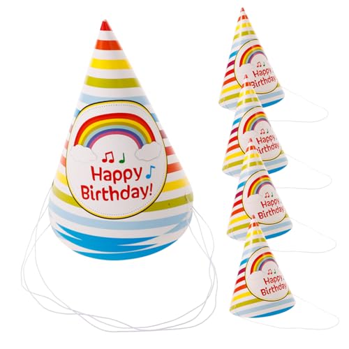 HEMOTON 50 Stück Geburtstagsparty-Hut geburtstagsdekoration Regenbogen- -Hut Kappe schmücken Plüsch Partykegelhüte geburtstag kopfschmuck Kegelhüte für Geburtstagsfeiern Papier von HEMOTON