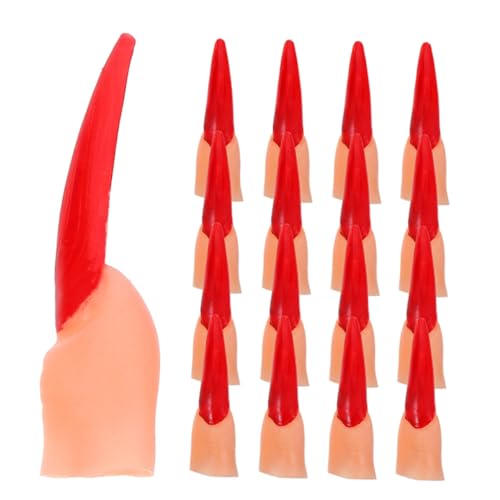 HEMOTON 50 Stück Halloween Fake Finger Covers mit Roten Horror-nägeln Realistische Tragbare Dekoration für Party Cosplay Zaubertricks und Gruselige Kostüm-Accessoires HEMOTON 50 Stück Halloween Fake Finger Covers mit Roten Horror-nägeln Realistische Tragbare Dekoration für Party Cosplay Zaubertricks und Gruselige Kostüm-Accessoires von HEMOTON