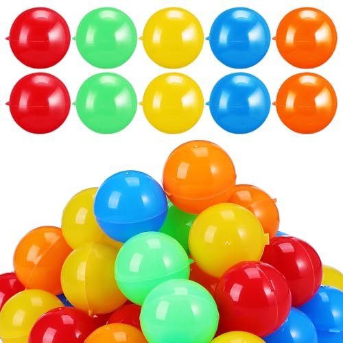 HEMOTON 50 Stück Hohlkugeln aus Kunststoff Befüllbare Tombola Bälle für Firmenveranstaltungen Schulaktivitäten und Familientreffen Farben Rot Gelb Grün Orange Blau von HEMOTON