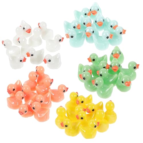 HEMOTON 50 Stück Mini Ente Entzückende Panda Miniaturfiguren Mini Enten Leuchtende Mini Enten Pool Enten Zum Ducken Mini Kaninchenfiguren Kleine Tiere Deko Harz von HEMOTON