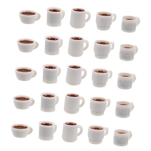 HEMOTON 50 Stück Miniatur Kaffeetassen Mini Kaffeetassen Miniatur Hauszubehör Puppenhaus Miniaturtassen Figuren Winzige Getränke von HEMOTON