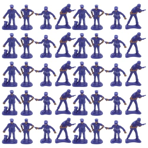 HEMOTON 50 Stück Polizeimodell Teil LKW -zubehör Herrscher Quietscher Plüsch Bausatz Mikro-landschaftsornamente Tisch Mini-Statue Männliche Polizistenfigur Miniatur Pp Blue von HEMOTON