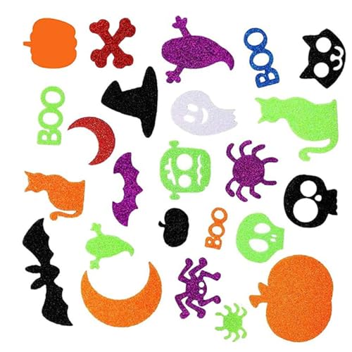 HEMOTON 500 Stück Halloween-Glitzerschaum-Bastelaufkleber Süßes sonst gibt's Saures Aufkleber Schwarze Abdeckungen Halloween Pumpkin halloweenkürbis bastelset basteln dekorative Aufkleber von HEMOTON