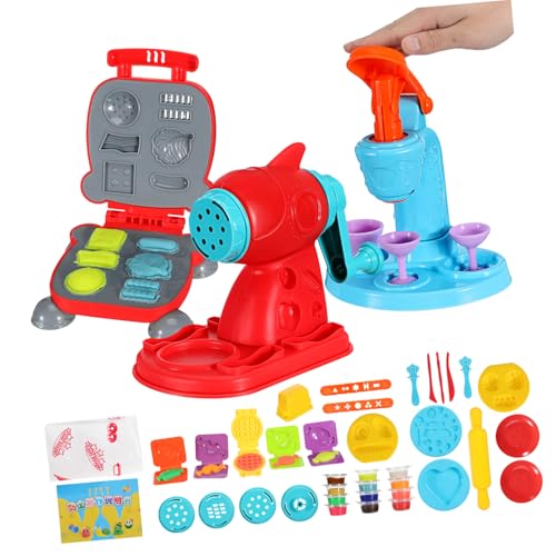 HEMOTON 51 Teiliges Knetset für Eiscreme Nudel und Hamburger Formern Bunte Knetwerkzeuge für Kreatives Spielküche Zubehör für Jungen und Mädchen Ab Jahren von HEMOTON