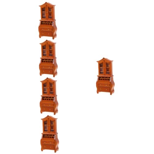 HEMOTON 5St Mini-Vertikalschrank Bücherregale Möbel Puppenhaus-Miniatur-Bücherregal Miniatur-Bücherregal für Puppenhaus Miniatur-Dinge hölzern Holzschrank Baby schmücken Mikroszene Modell von HEMOTON
